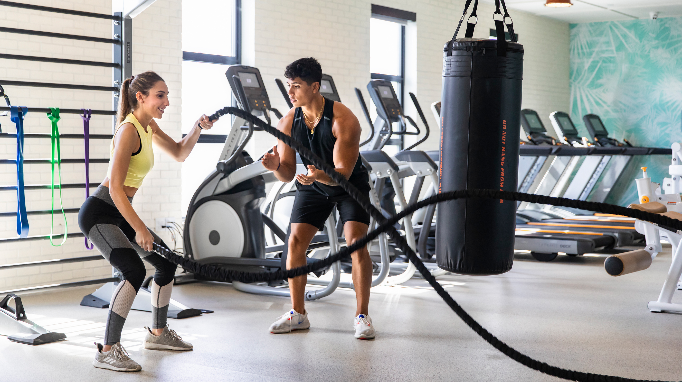 People exercising in a fitness center